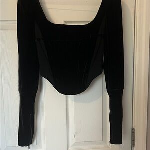 Elegant Black Velvet Women's Top